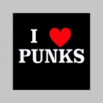 I LOVE PUNKS!   mikina s kapucou stiahnutelnou šnúrkami a klokankovým vreckom vpredu